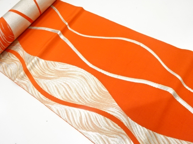 アンティーク　よろけ縞模様織り出し　八寸帯地反物